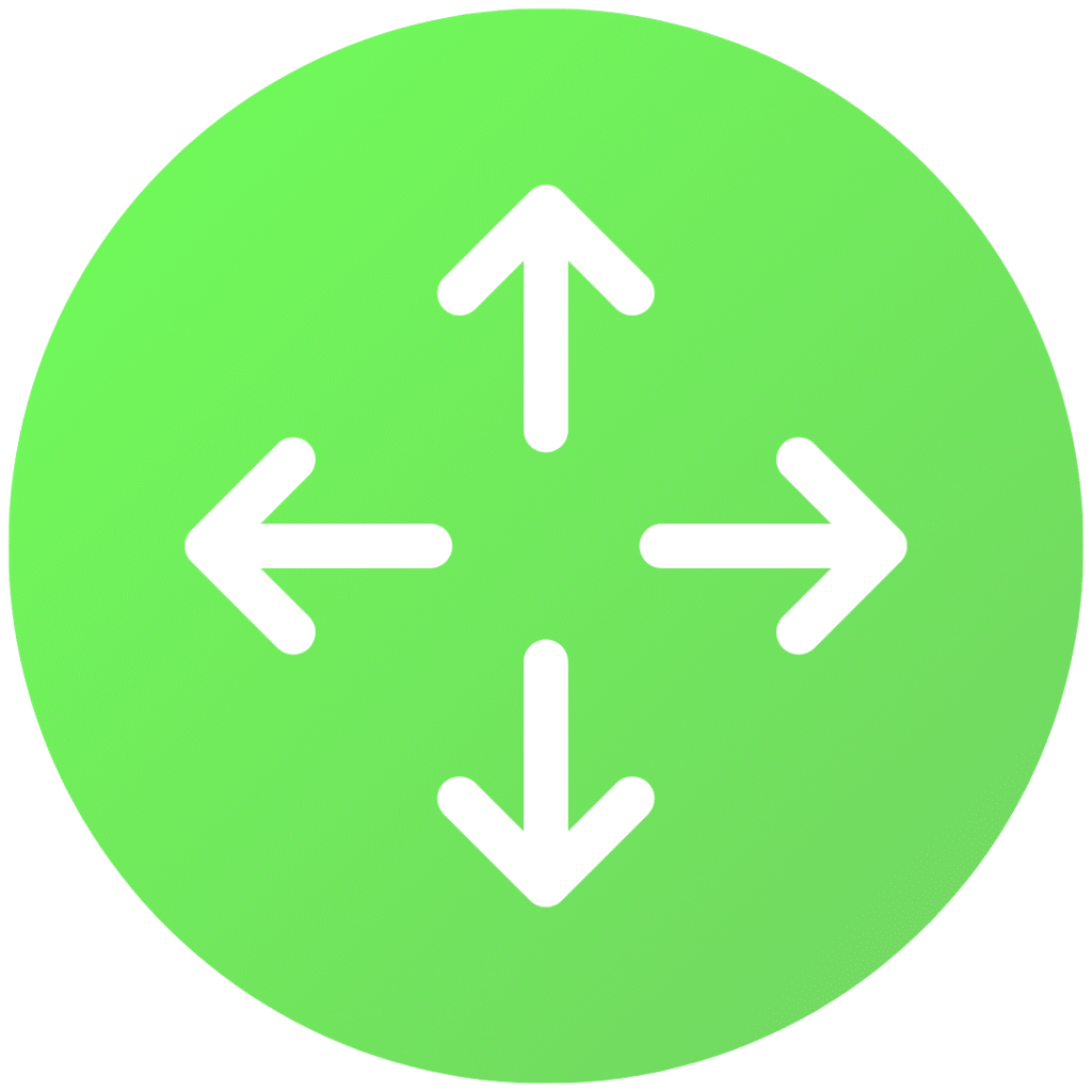 Four arrows all pointing in different directions used to represent all-in-four procedures for dental implants