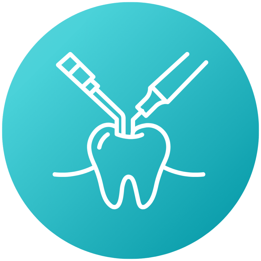 Dental tools working on a tooth