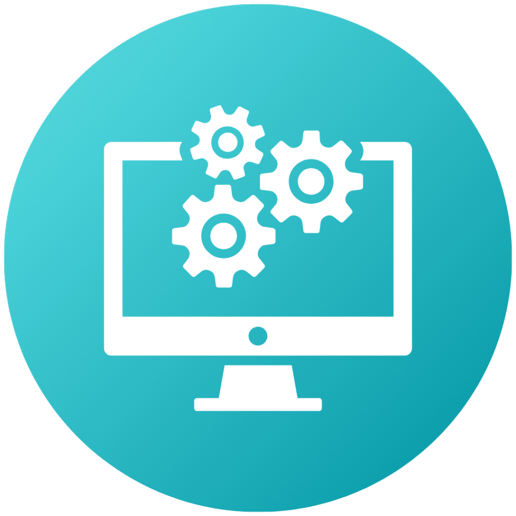 Computer with gears representing high-end digital technology used for precise tooth replacement at Modern Dental of Durham