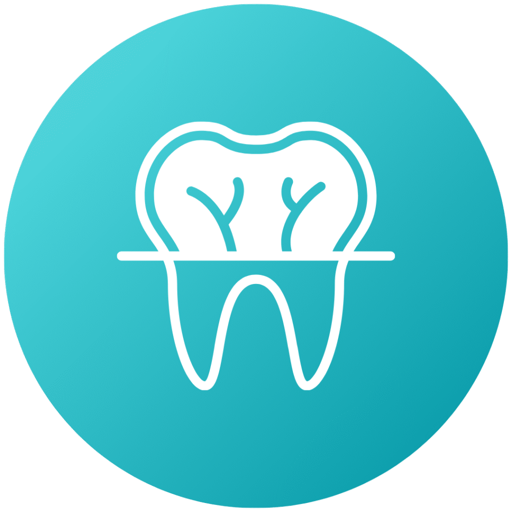 Split image of a tooth showing one half real and one half as an x-ray to illustrate dental imaging and digital x-rays