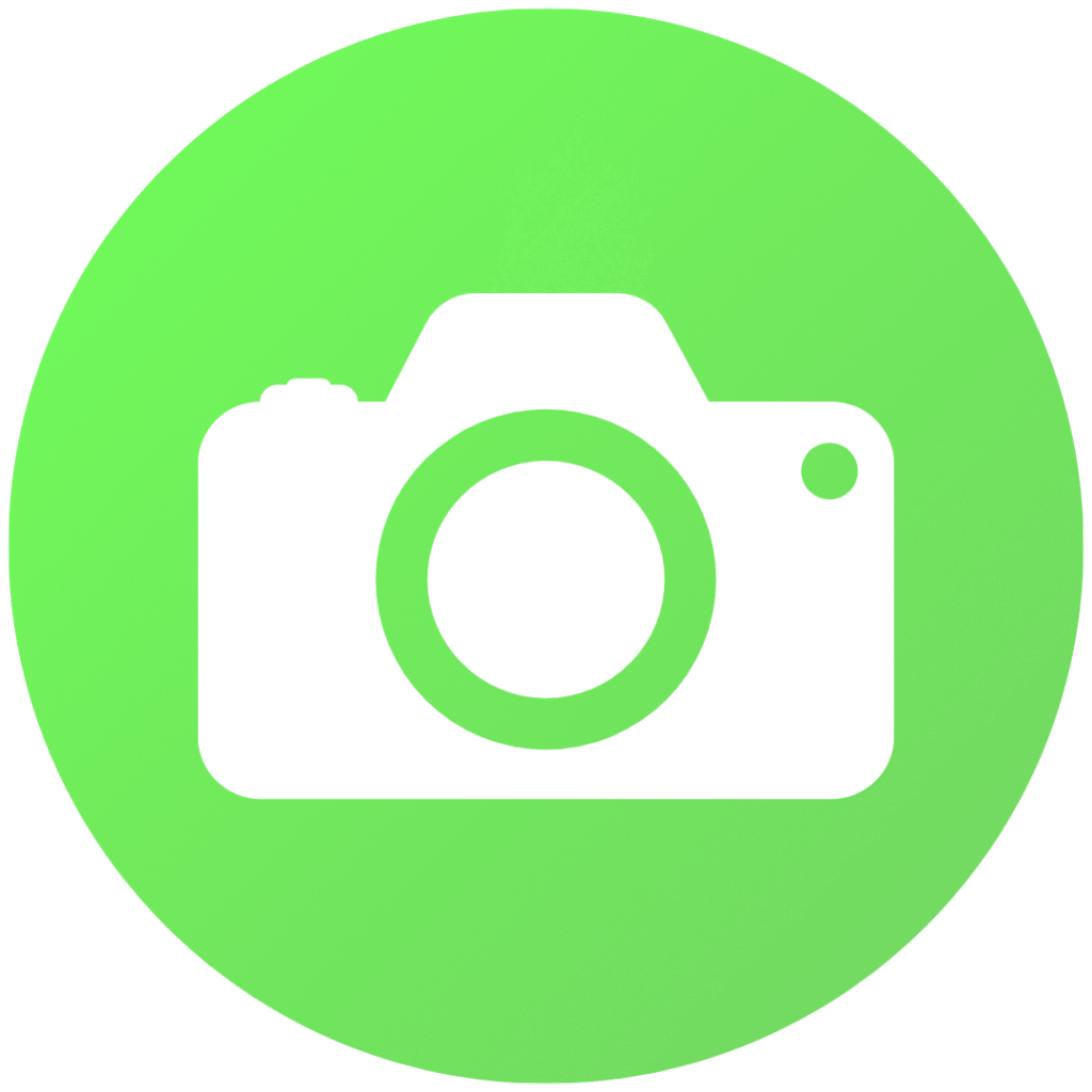 Camera symbol representing modern dental imaging and digital X-ray technology used for precise oral diagnostics