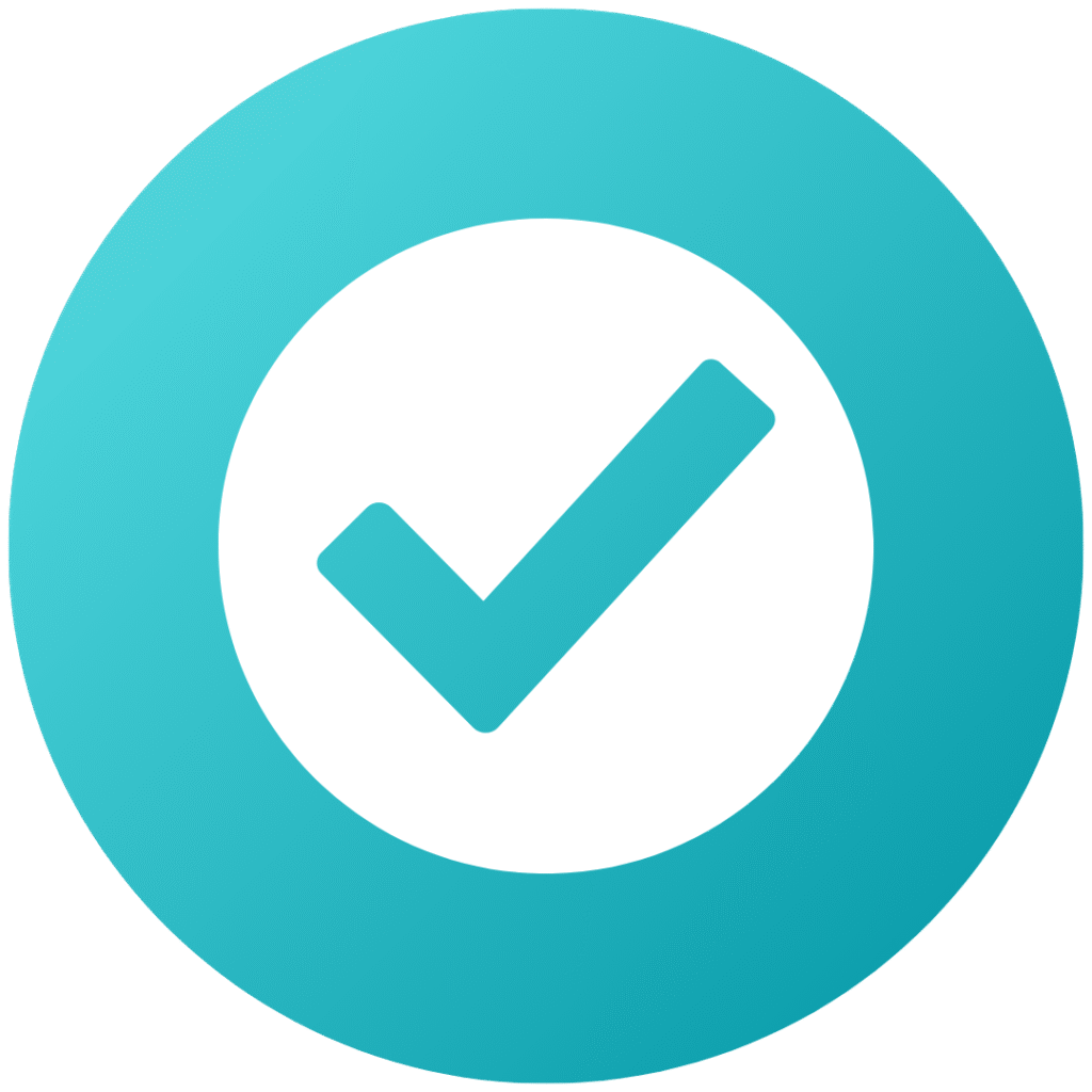 Check mark symbol representing long-lasting, professional results
