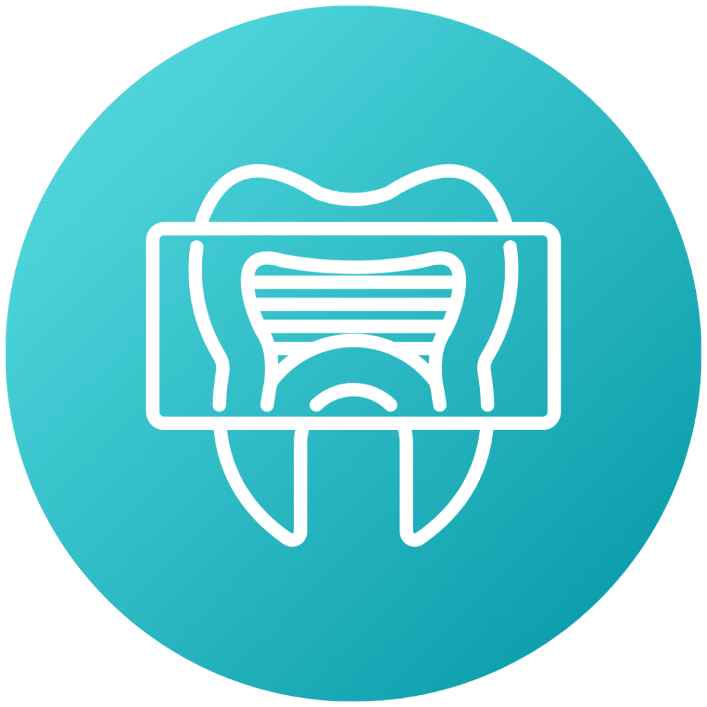 Tooth receiving an x-ray representing NOMAD handheld x-rays