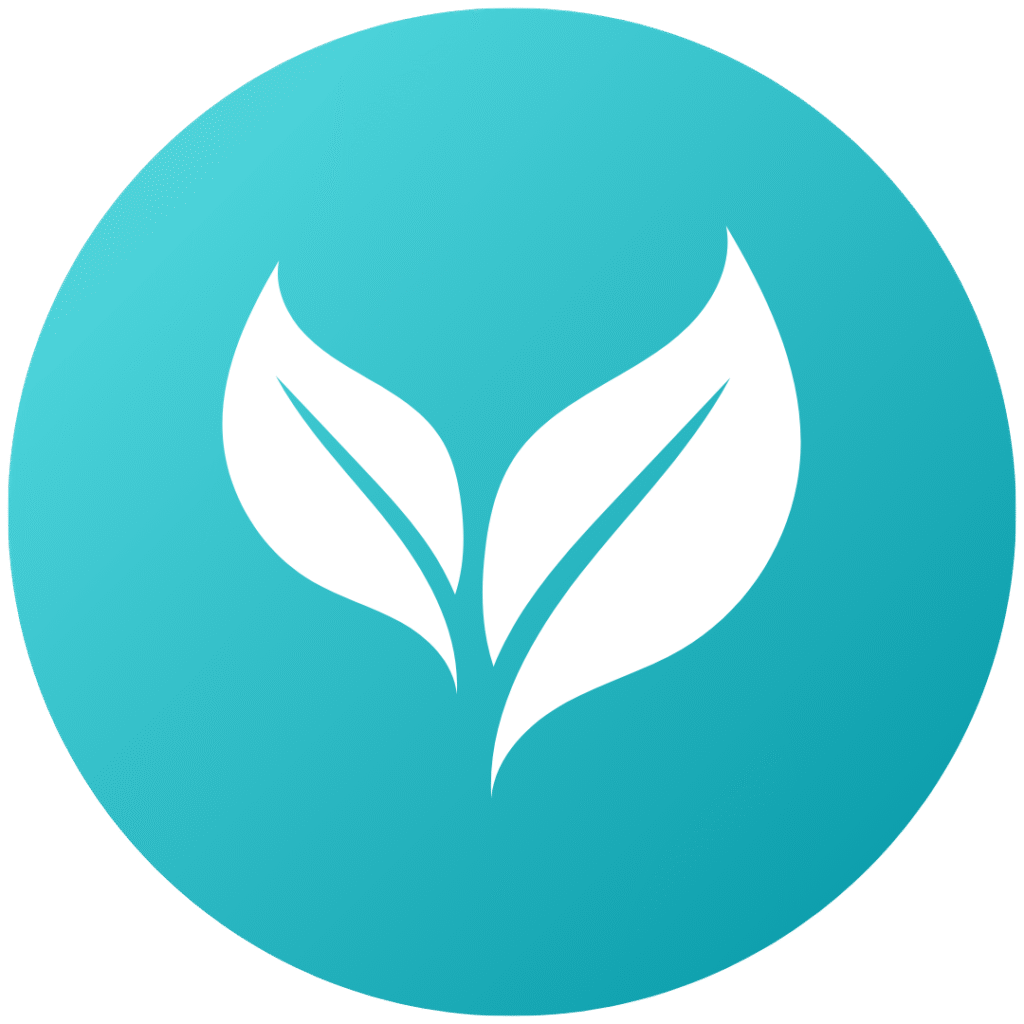 Leaf symbol representing natural-looking, seamless teeth for replacements