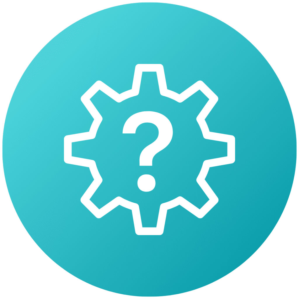 Question mark inside a gear