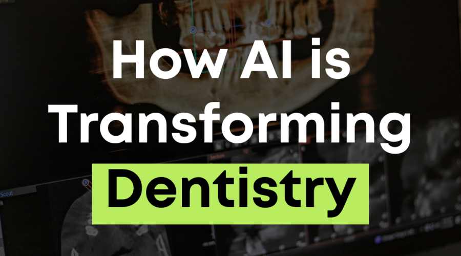 Computer screen displaying the text “How AI is transforming dentistry” used to represent artificial intelligence in dental technology
